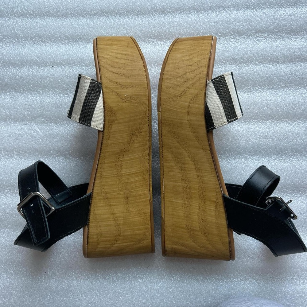 Steve Madden Black and White Striped Platform Sandals - Picture 4 of 9